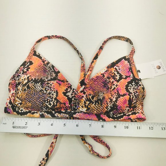 Shade And Shore Women's Size Small 4-6 Strappy Bikini Swim Top Pink Snake Print - Picture 10 of 13